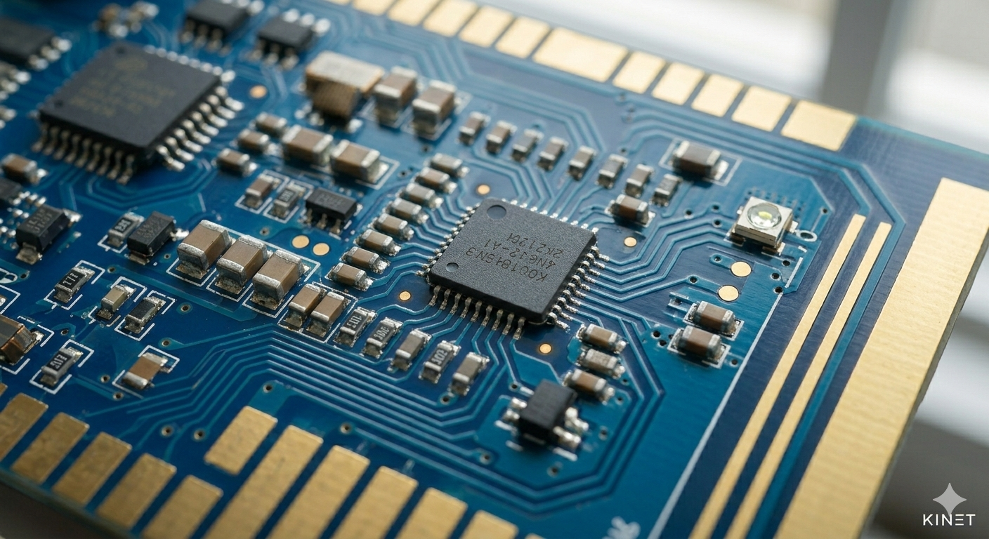 Placa com componentes eletrônicos