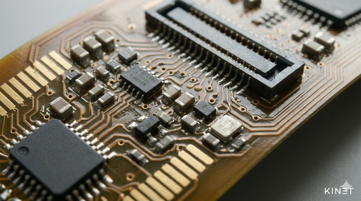 Placa com componentes eletrônicos