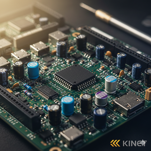 placa com componentes eletrônicos